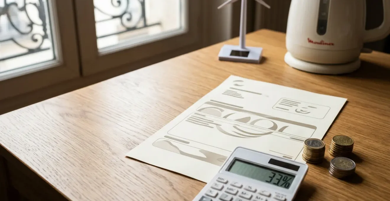 Vue détaillée d'une facture d'électricité française avec mise en évidence des différentes lignes de taxes et contributions