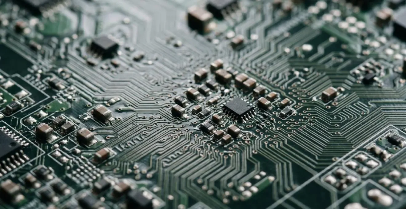 Gros plan sur système de gestion d'énergie intelligent avec circuits électroniques visibles